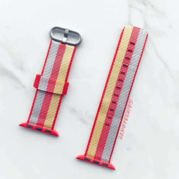 NEW Woven Nylon Striped Band Strap For Apple Watch - Picture 2 of 2